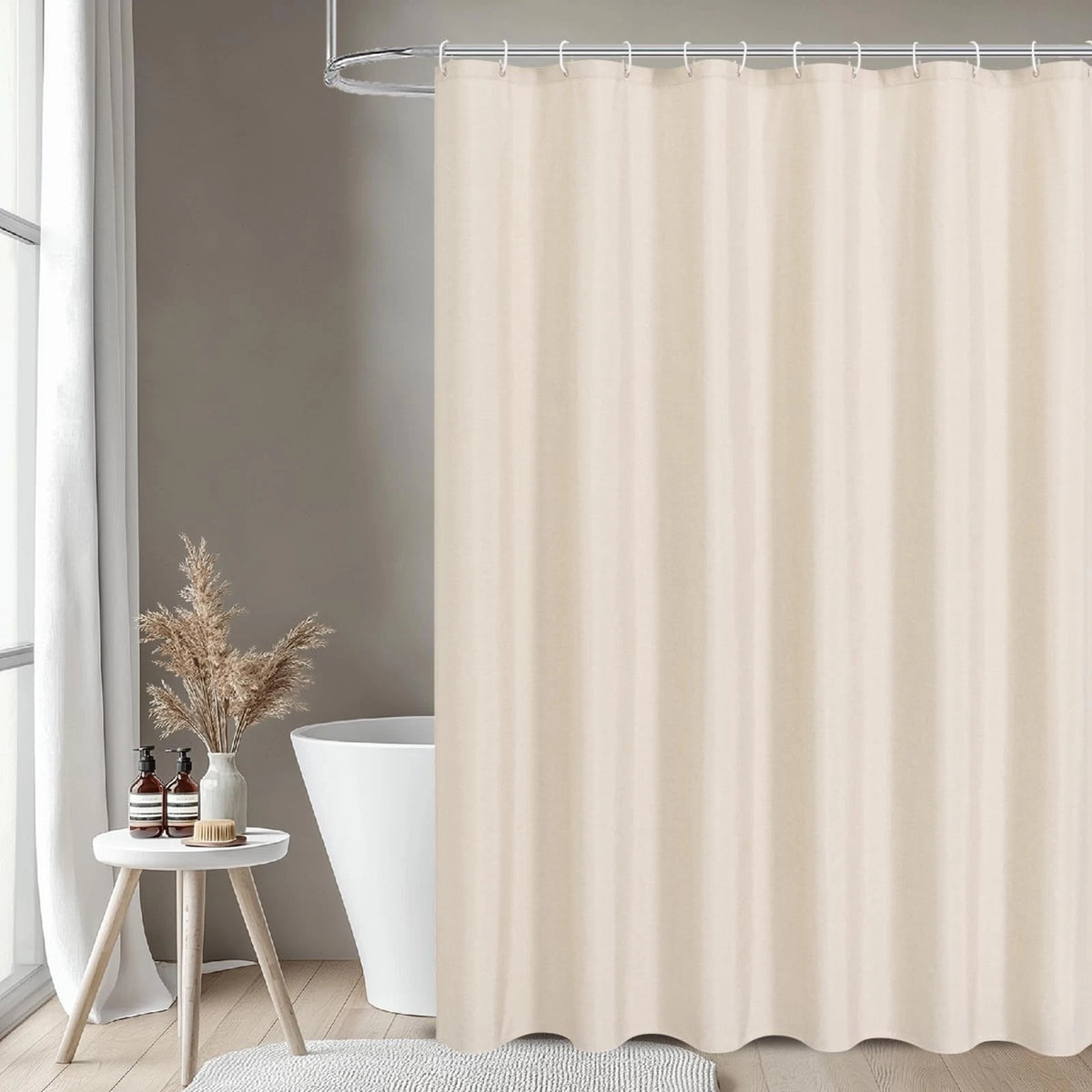 2X Waterproof Fabric Shower Curtain for 72"W x 72"L (Pack of 1), Cream