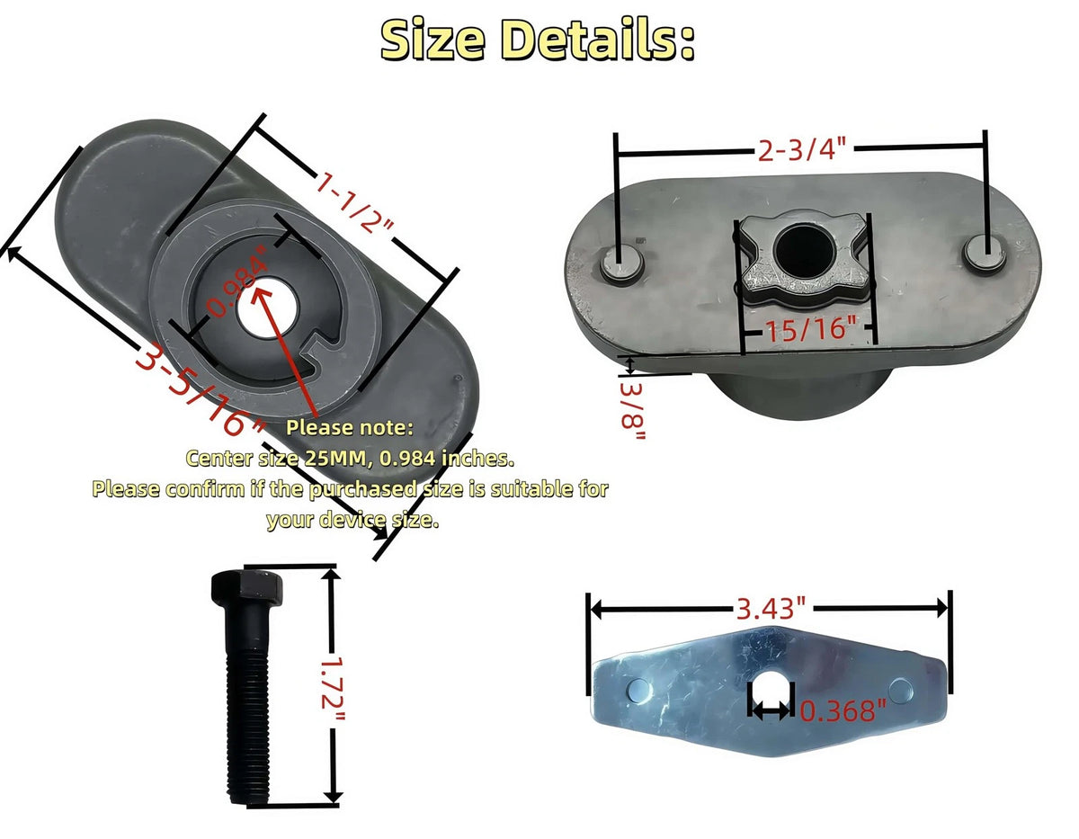 Mower Blade Adapter Kit for BGD (25MM Center Hole)