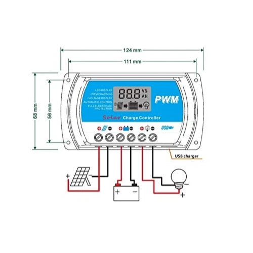 PWM RTD1210 10A USB Solar Charge Controller 12V/24V