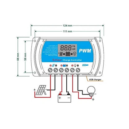 PWM RTD1210 10A USB Solar Charge Controller 12V/24V