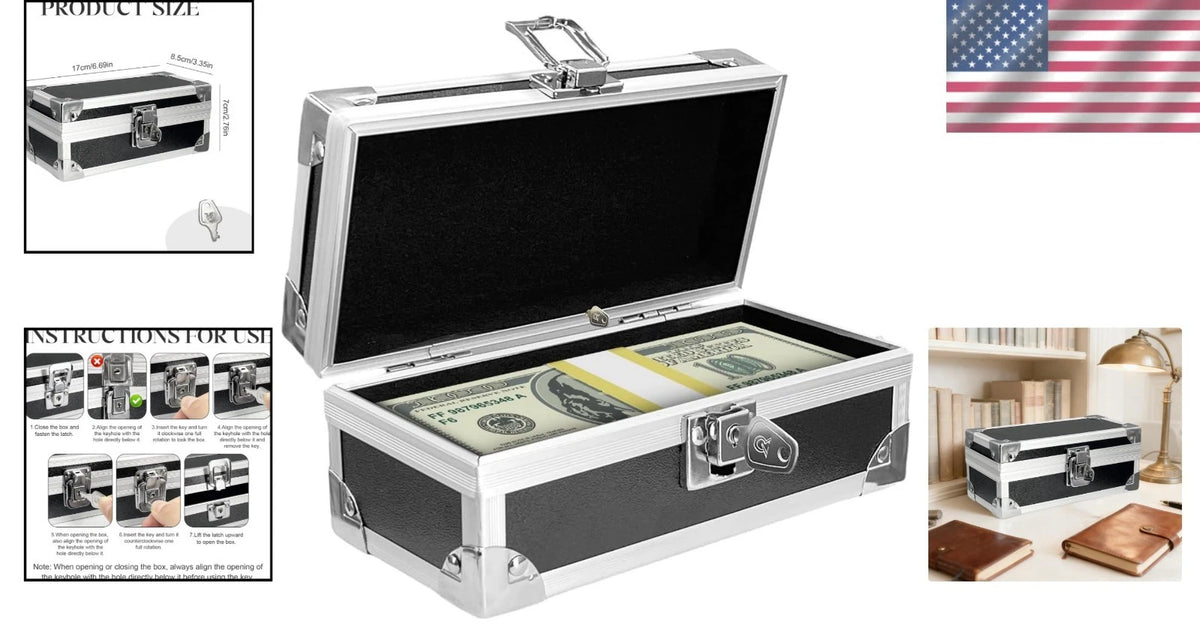 Lockable Cash Box for Money Storage Organizer