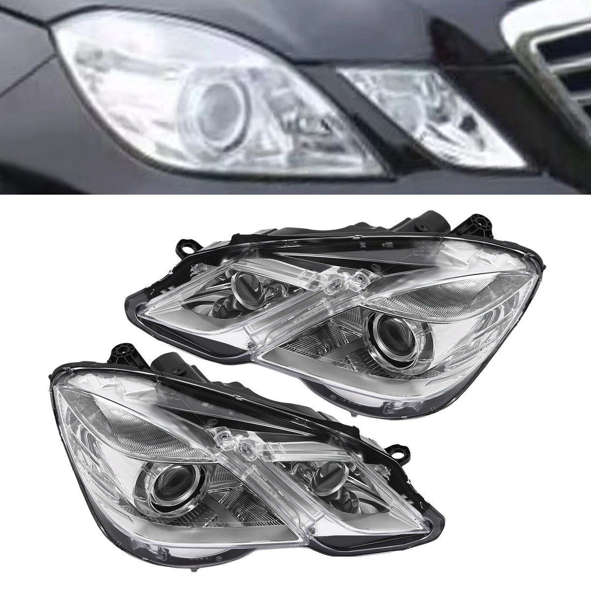 Headlight Set for Benz E300 E350 E550 (2010–2013) 2128203359, 2128204661, 2128201539