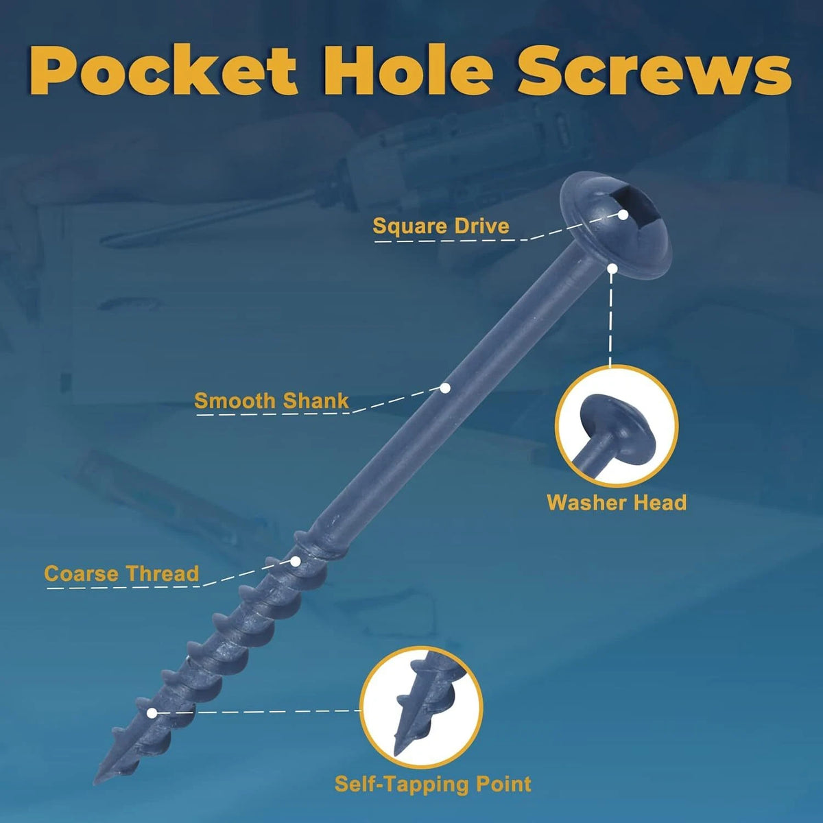 Pocket Hole Screws Set of 50 #8 X 1-1/4" Coarse Thread
