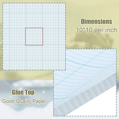 6 Pack Graph Paper Pads 8.5" x 11" 10x10 Quad Ruled
