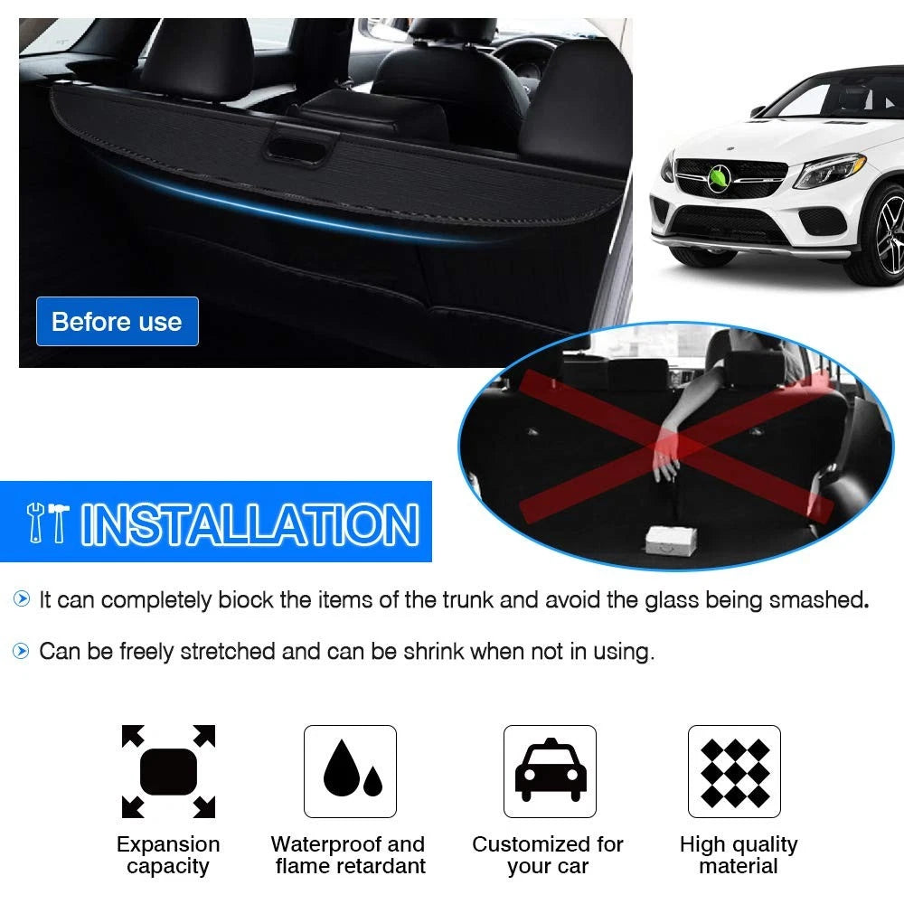 Retractable Cargo Cover for Mercedes GLE (2016–2019) & ML350 (2012–2015)
