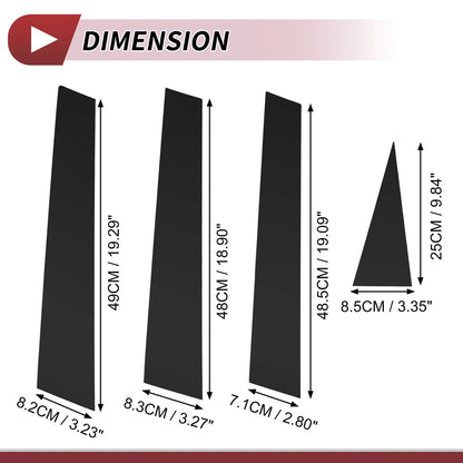 Set of 8 Door Pillar Window Trim for Nissan Rogue (2008–2013) Black