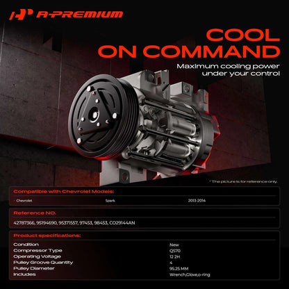 A/C Compressor with Clutch for Chevrolet Spark (2013–2014) CO29144AN, 42787366, 98453
