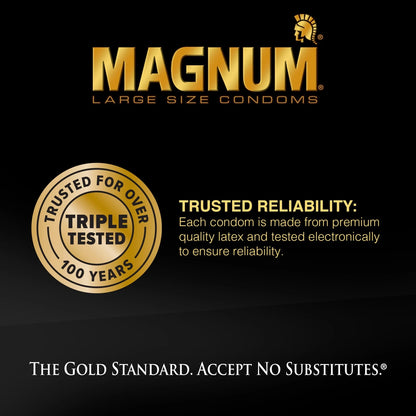 12X Magnum Lubricated Condoms for XL Size (Pack of 12)