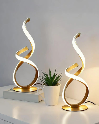 2 Pack LED Spiral Desk Light for Bedside Table - Touch Dimmable, 3 Color Temp