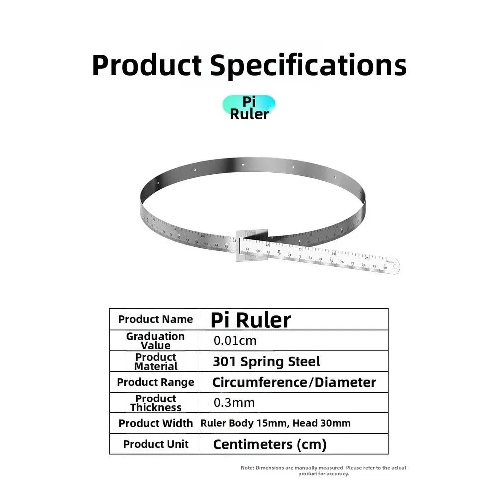 Stainless Steel Pi Tape Measure 0-1200mm Diameter Circumference Dual Scale