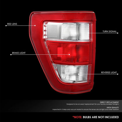 Driver Side Tail Light for Ford F-150 (2021–2023) OE Style Chrome Red Lens