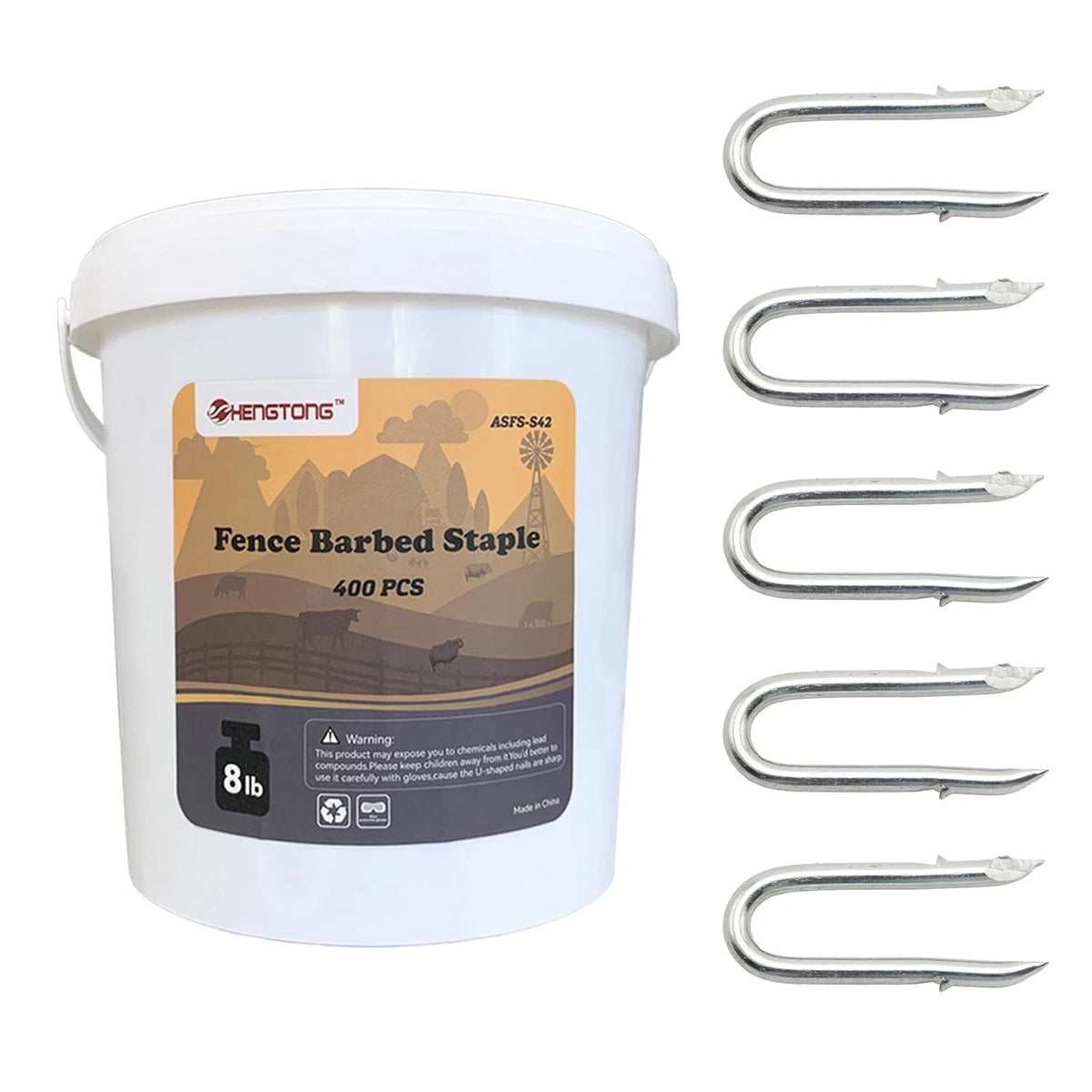 400 Count U-Shaped Galvanized Steel Fence Staples for Versatile Fencing Use