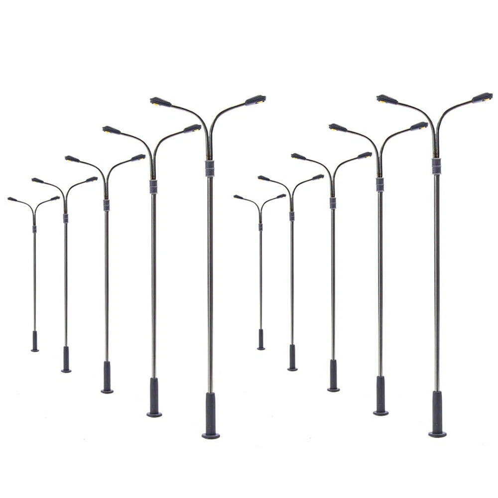 10Pcs Warm White LED Street Lights for HO Scale Model Railway (1:87)