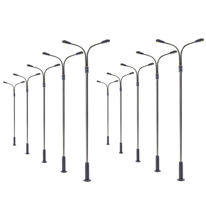 10Pcs Warm White LED Street Lights for HO Scale Model Railway (1:87)