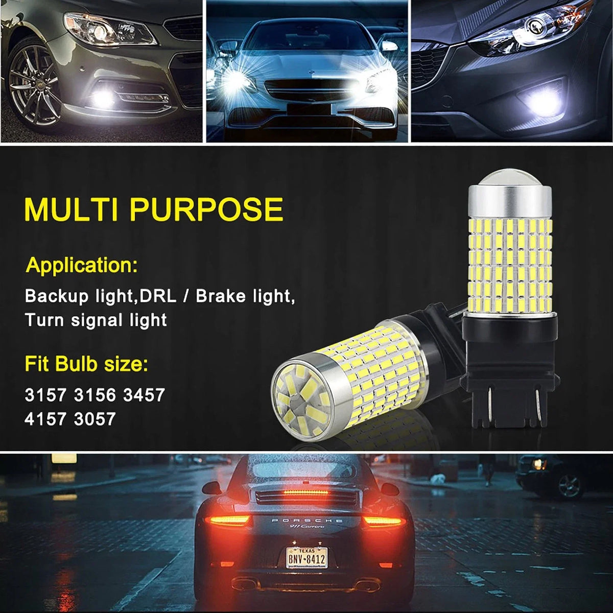 2X AUXITO 3157 3156 LED Bulbs for Reverse Backup Light Fog Light (EXC)