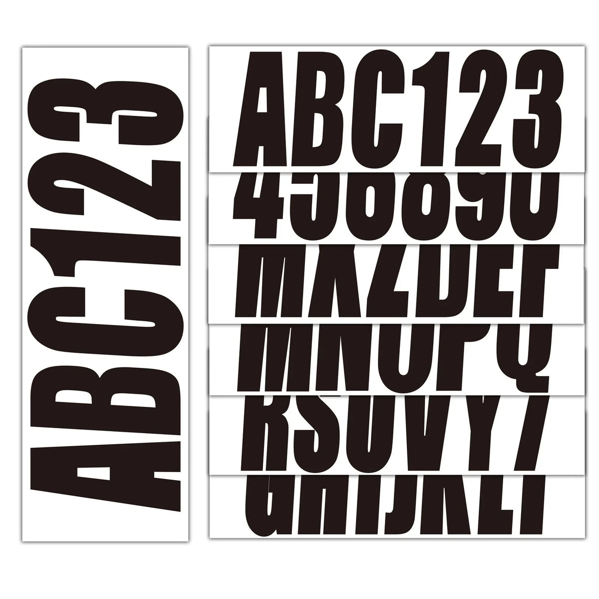 Set of 4 Black Decals Stickers for Boat Registration A-Z & 0-9