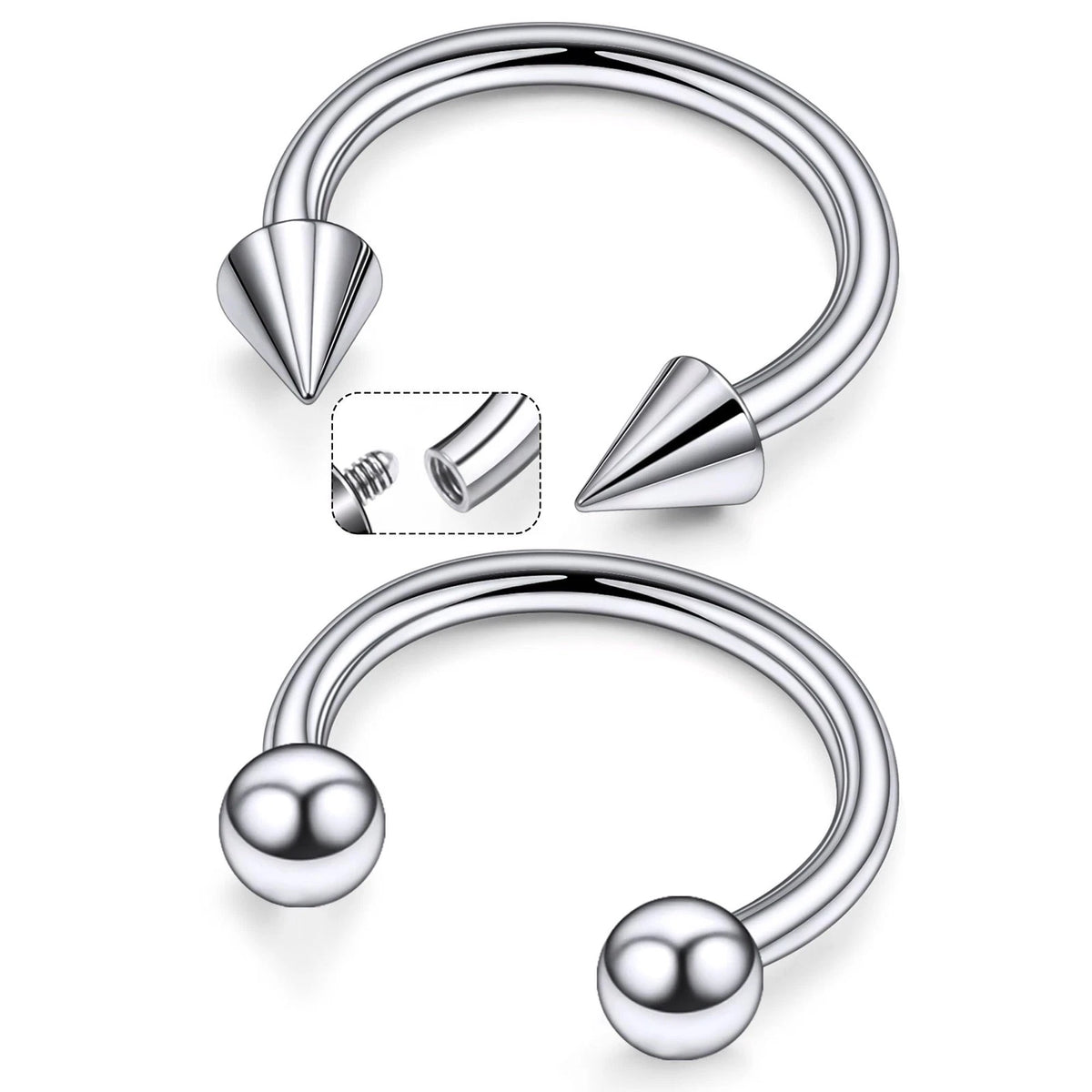 F136 Titanium Septum Nose Rings Set of 8 for