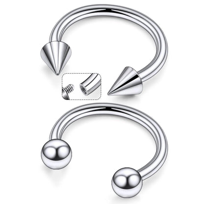 F136 Titanium Septum Nose Rings Set of 8 for