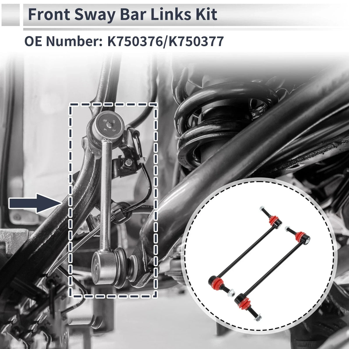 Set of 2 Front Stabilizer Bar Links for Ford Flex (2009) No.K750376/K750377