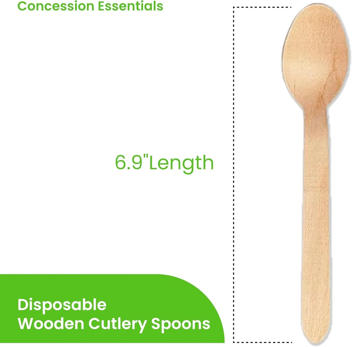 Set of 50 Disposable Wooden Cutlery Spoons, Compostable, 6.25 Inch