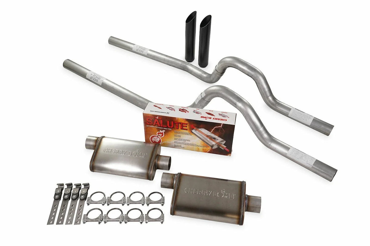 Dual Exhaust Kit 2.5" Cherry Bomb Salute Rear Exit for Ford F-Series (1967–1972)