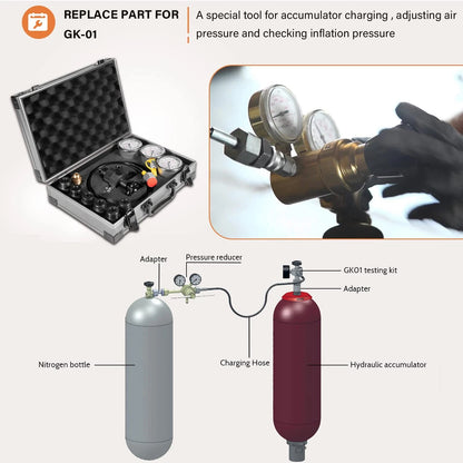 Hydraulic Accumulator Charging & Pressure Test Gauge Kit GK-01