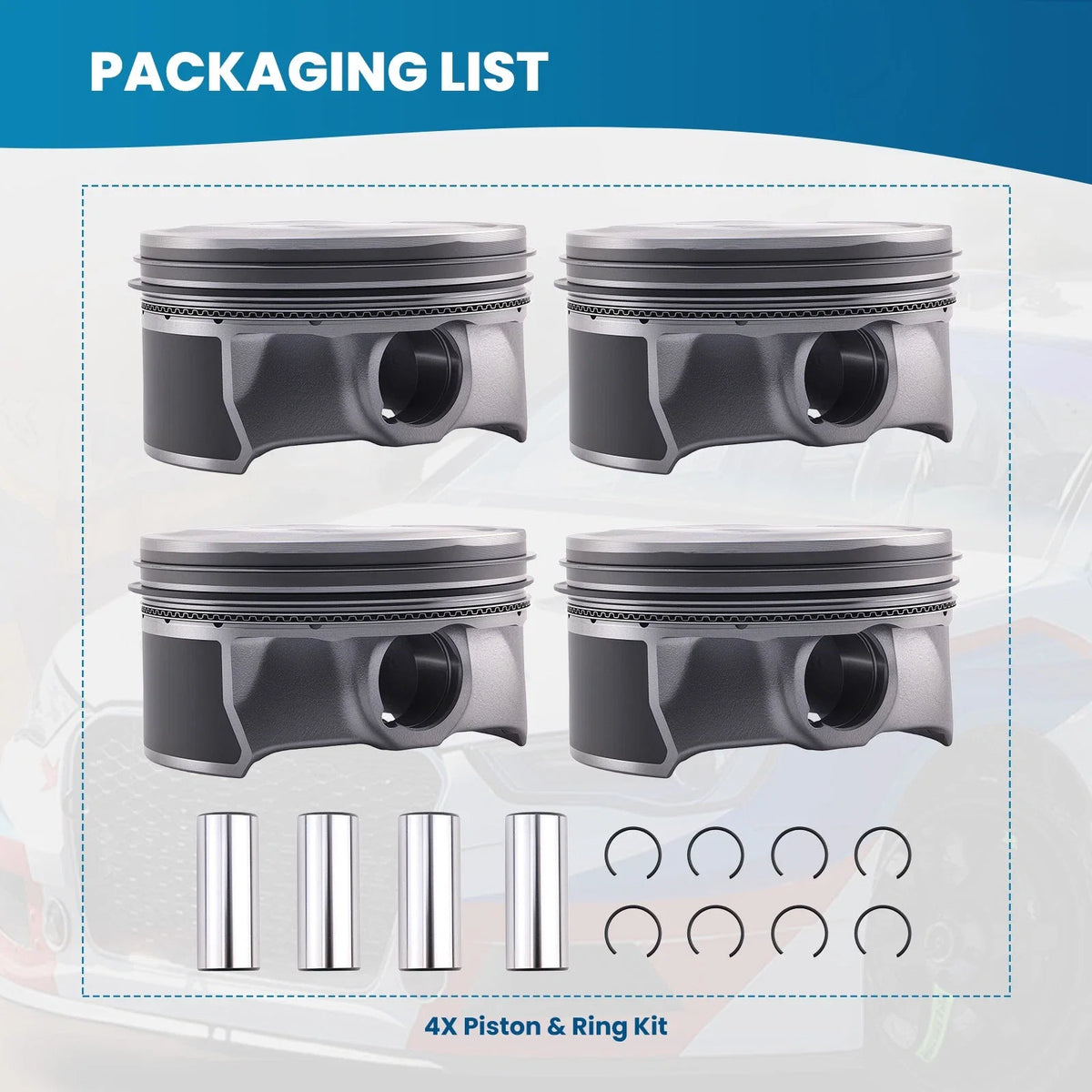 4X Piston & Rings Kit for Hyundai KIA Elantra 2.0L (2017–2018)