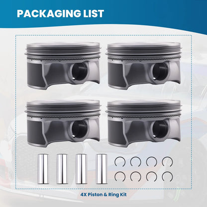 4X Piston & Rings Kit for Hyundai KIA Elantra 2.0L (2017–2018)