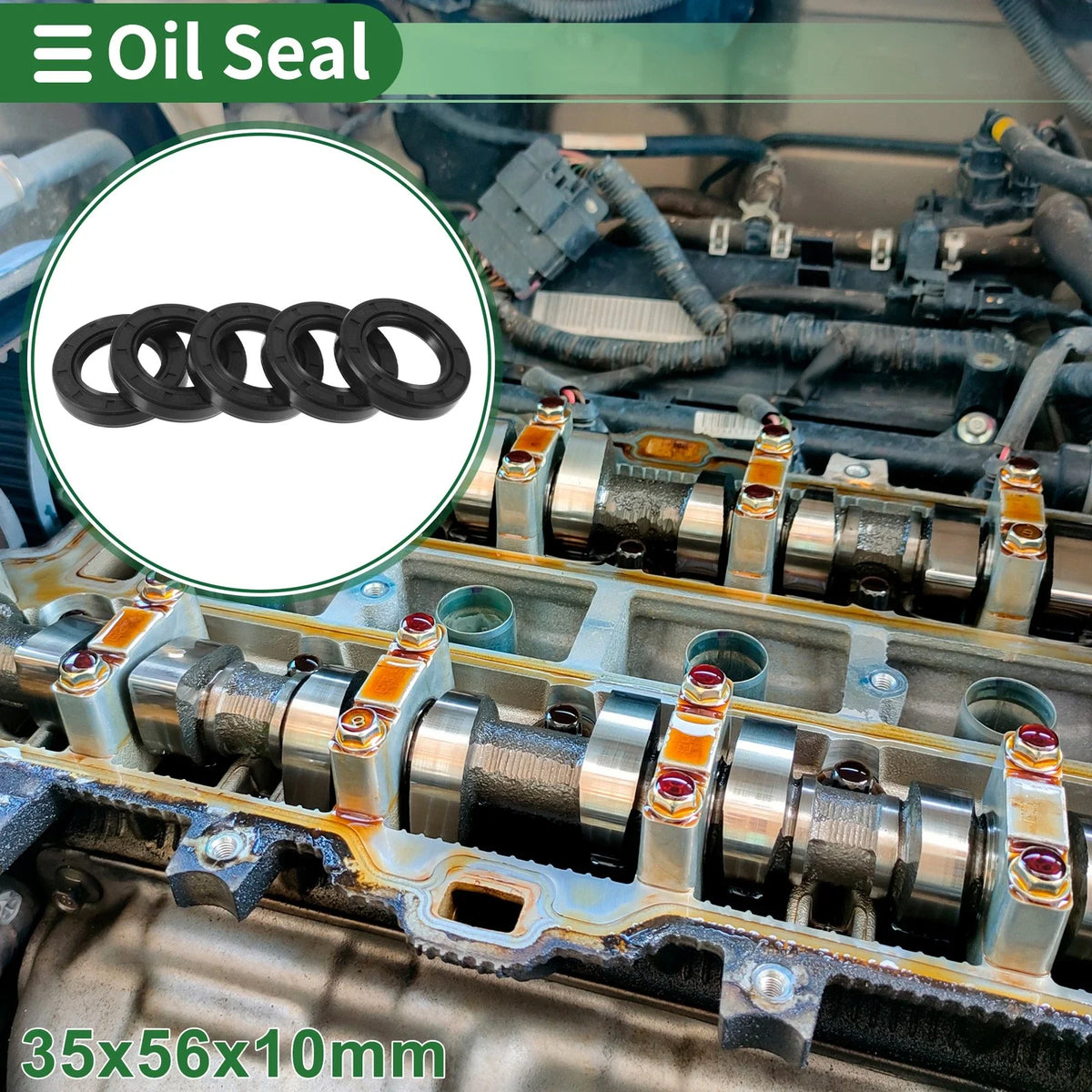 Set of 5 Oil Seal Rotary Shaft Seal NBR Rubber 35x56x10mm
