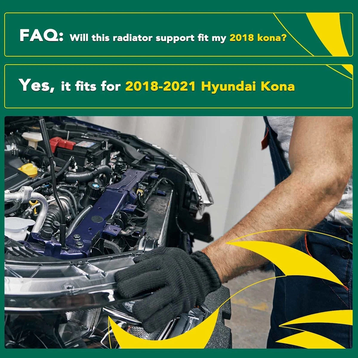 Radiator Support for Hyundai Kona (2018–2021) 18046247, HY1225208, 64101J9000