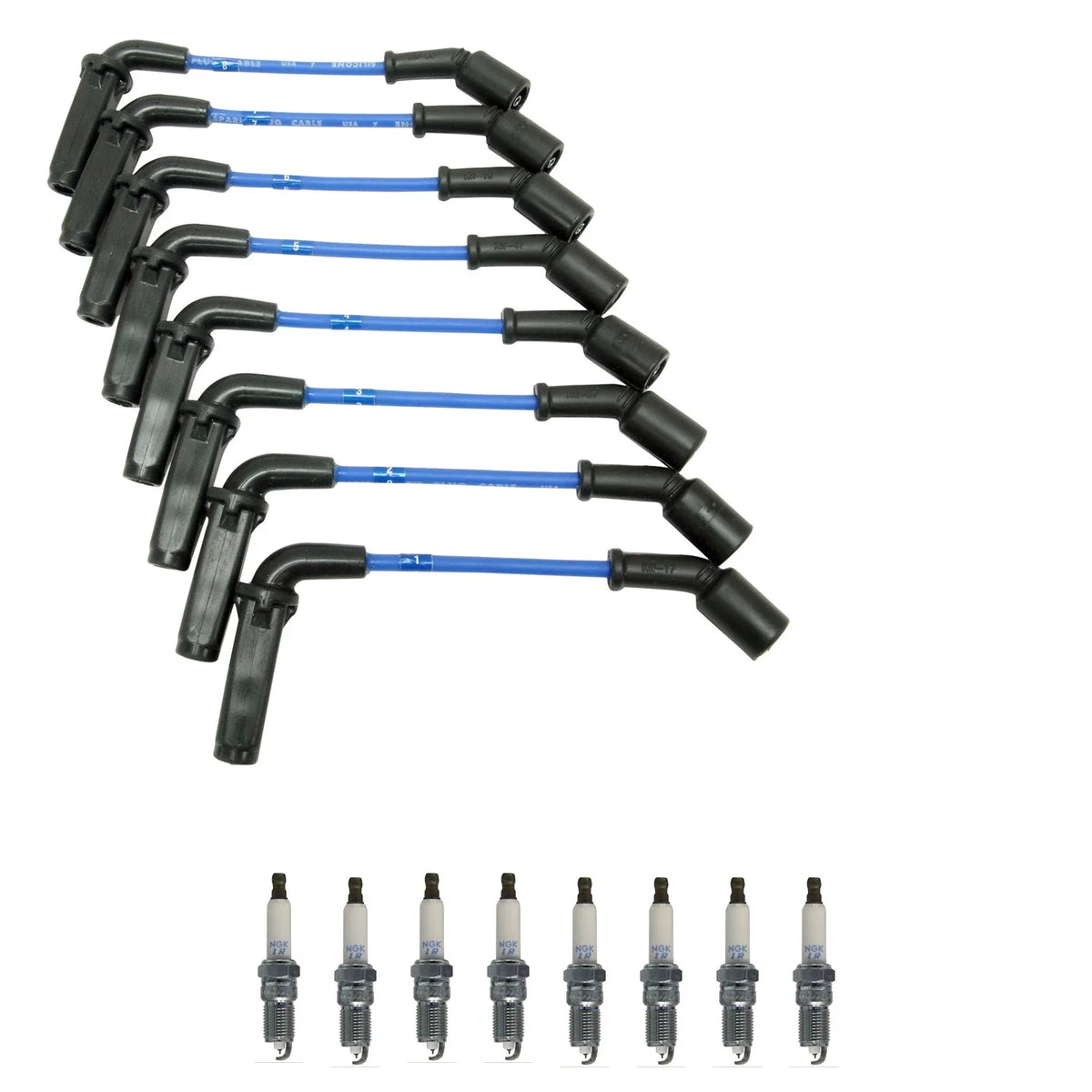 NGK Wire Set & 8 Laser Iridium Spark Plugs for Silverado 1500, Escalade (2007–2014)