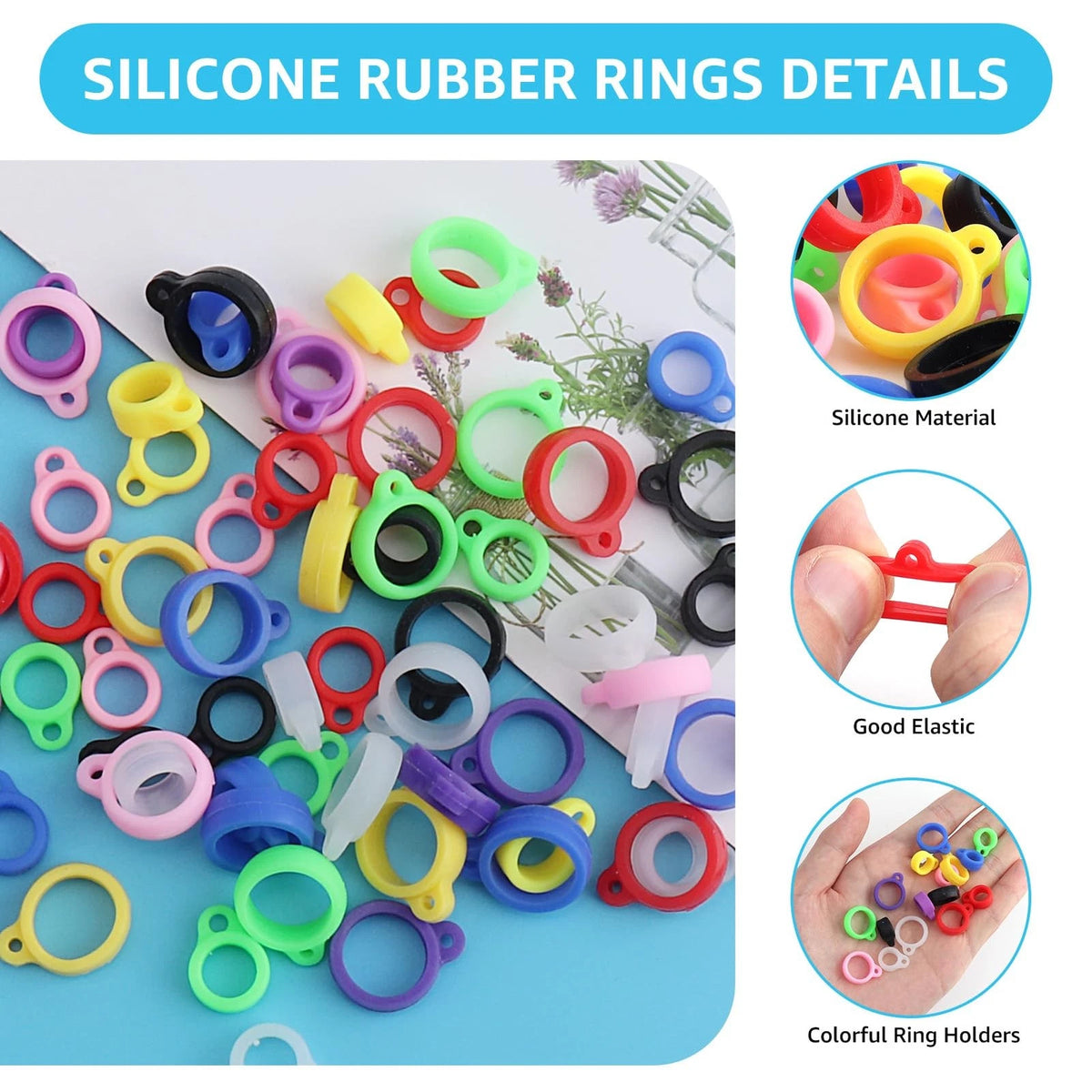 64PCS Anti-Lost Silicone Rubber Rings for Lanyard (Multicolor)