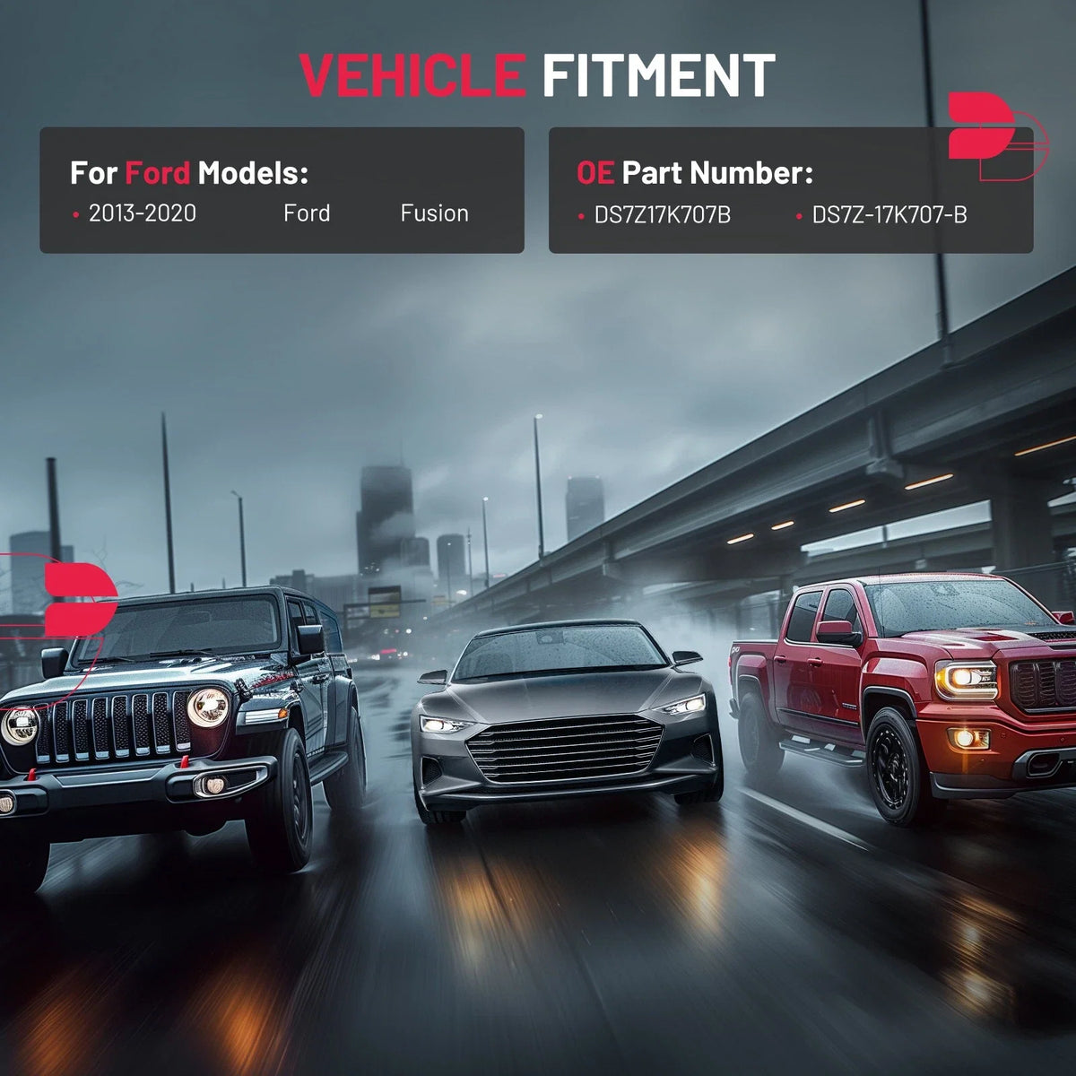 Right Passenger Heated Mirror Glass for 2013–2020 Ford Fusion (DS7Z-17K707-B)
