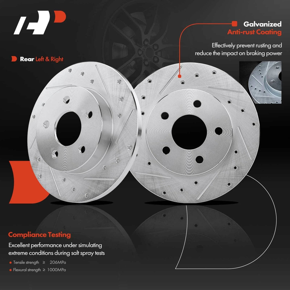 Drilled & Slotted Brake Rotors & Pads for Chevrolet Cobalt (2005–2010)