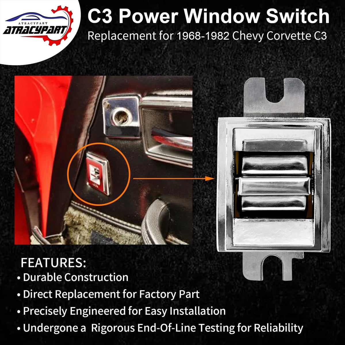 C3 Power Window Switch Pair for Chrome Plated