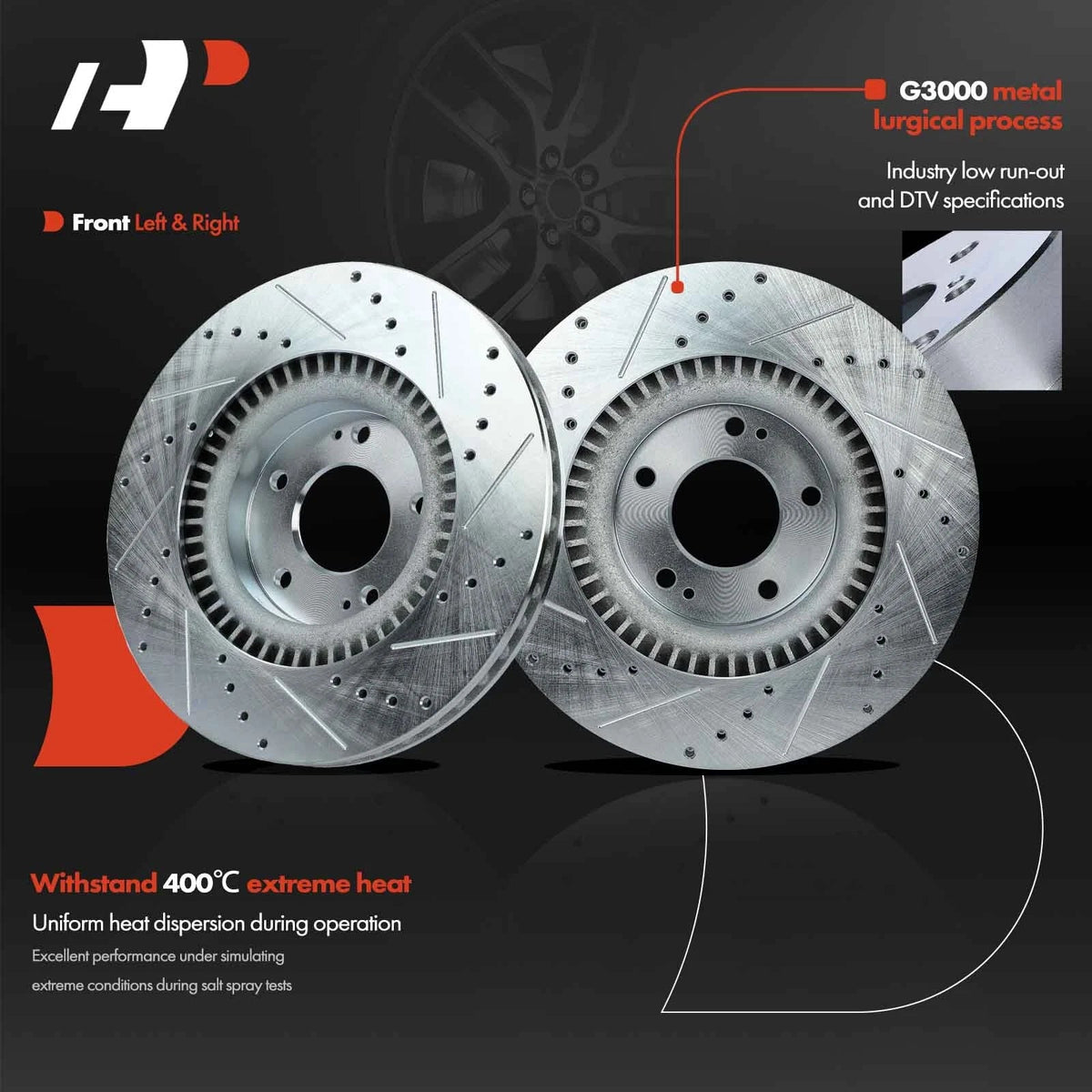 Drilled Brake Rotors for Hyundai Sonata (2015–2019) Kia Optima (2011–2020)