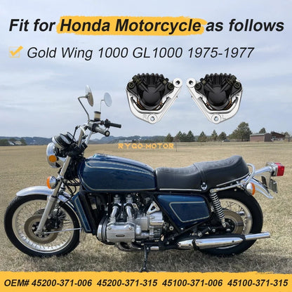 Set of 2 Front Brake Calipers w/Pads for Honda Goldwing 1000 GL1000 (1975–1977)