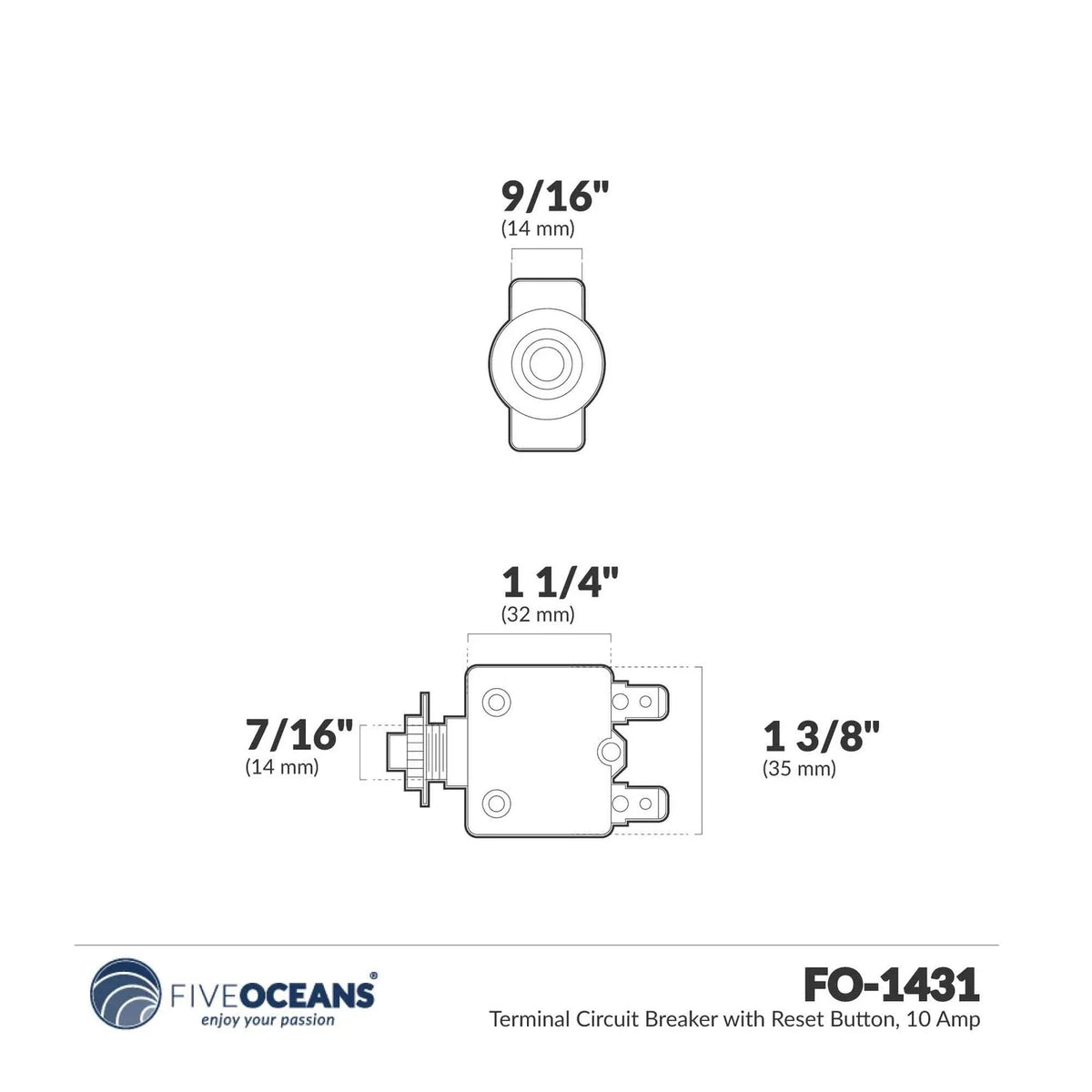 Set of 4 Push-Button Reset Circuit Breakers 10 Amp 125-250V AC 50V DC - FO1431-M4