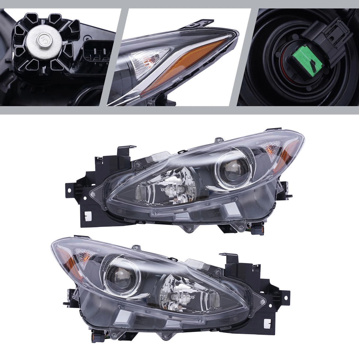 Set of 2 Halogen Headlights for Mazda 3 Sport (2014–2016) BPW1510K0 BPW1510L0