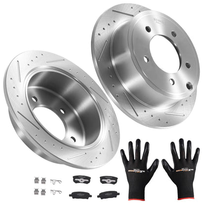 Rear Brake Rotors and Pads Kit for Dodge Avenger (2008–2014), Caliber (2007–2012)