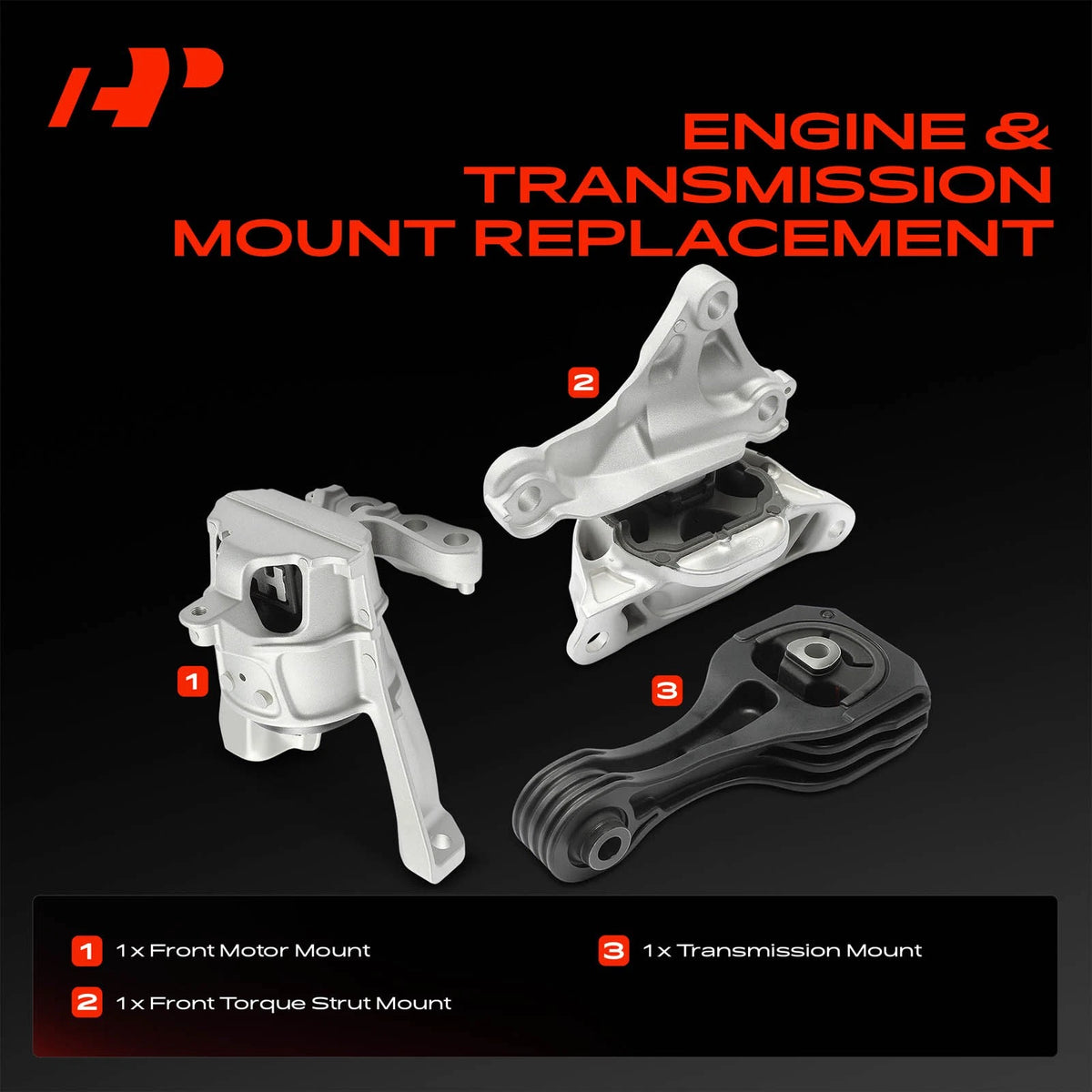 3X Engine Motor & Trans Mount for Honda Civic (2016–2020) 50820TBAA02, 50820TBAA01, 50850TBAA81