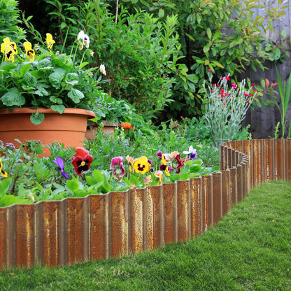 Corrugated Metal Garden Edging for Lawn, Flower Bed