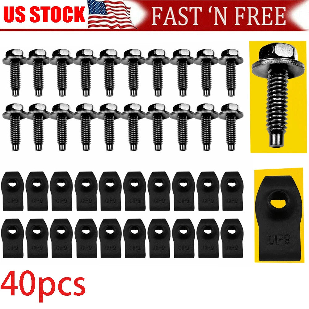 40x Fender Bolts & U Nuts 5/16-18 for Body Suit (No Specific Years)
