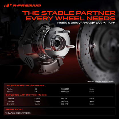 Front Wheel Hub & Bearing Assembly with ABS Sensor for Chevy Caprice (92192305, 513280)