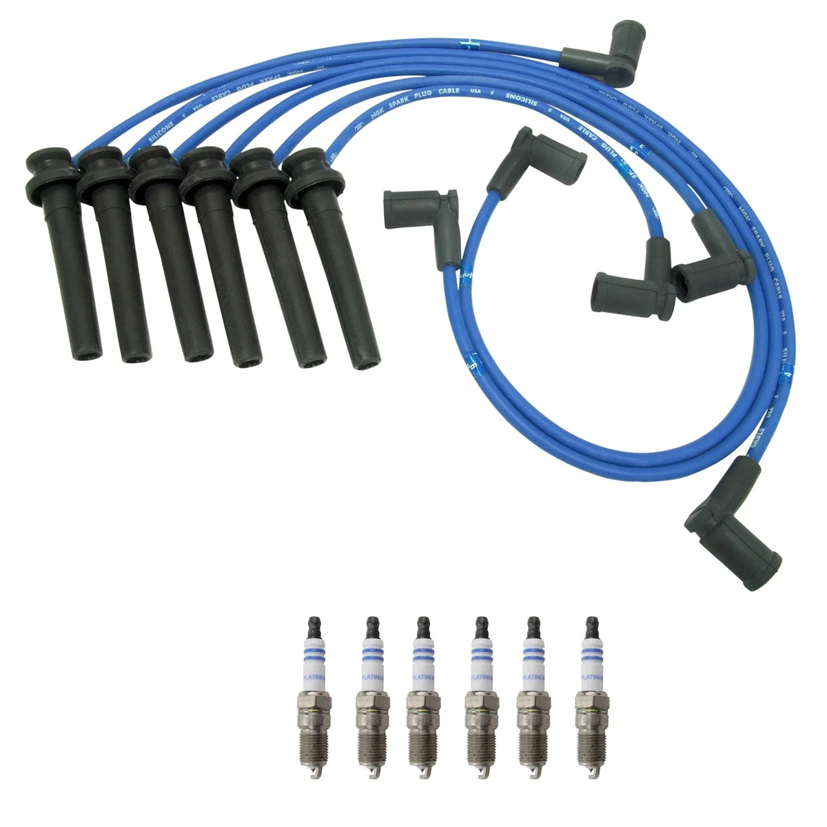 NGK Wire Set & Bosch 6 Platinum Spark Plugs for Sable Taurus (1996–1999)