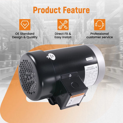 2 HP Electric Motor 3 Phase 56C Frame 1800 RPM TEFC 230/460 Volt