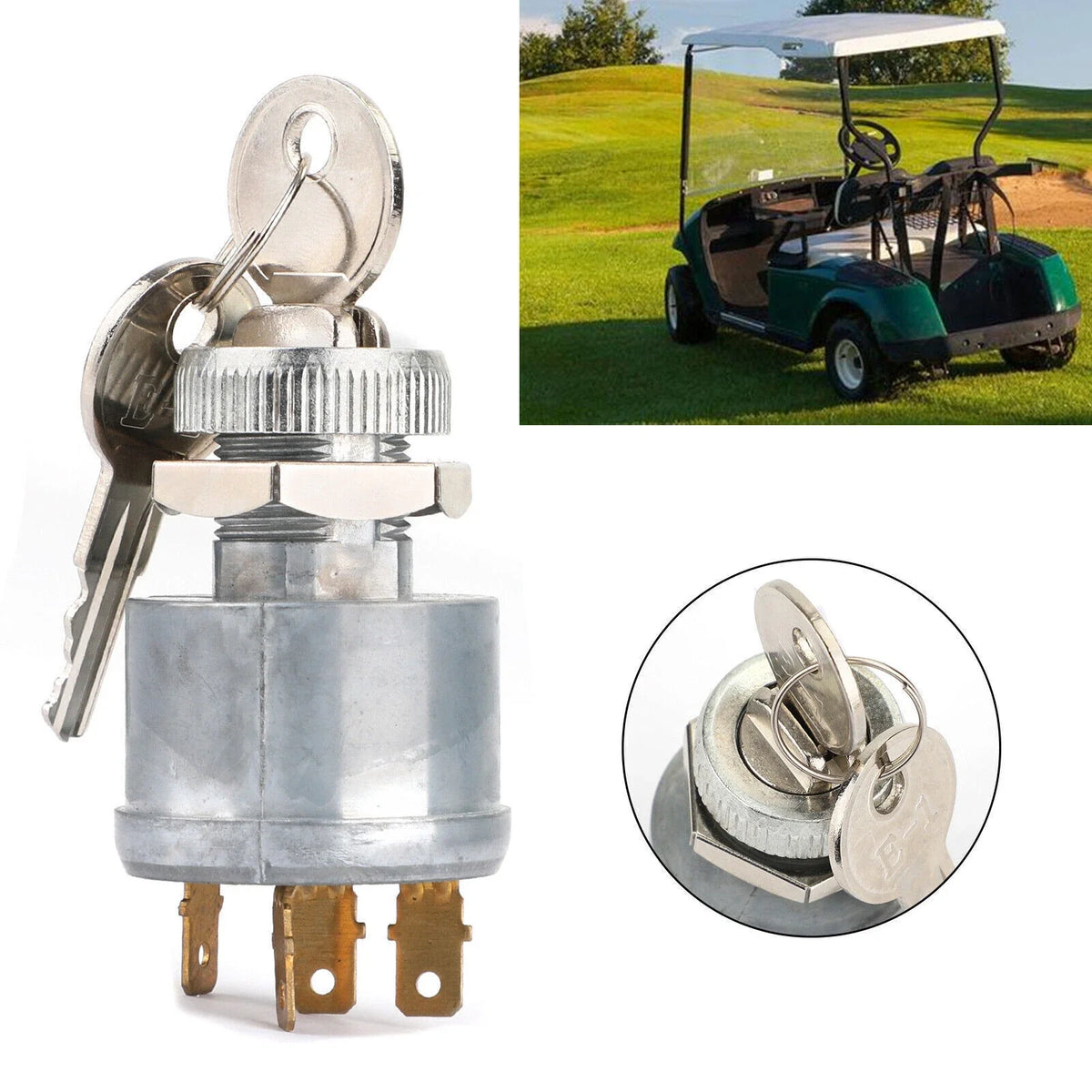 Key Switch for EZGO Cart 1981–Present (4 Prong, Factory Lights, T9)