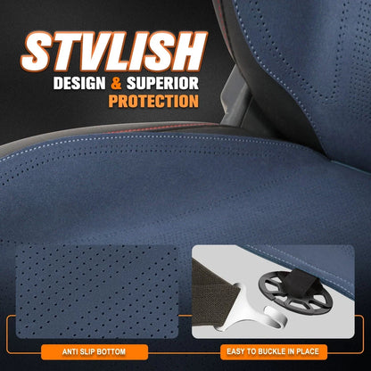 Set of 2 Universal Seat Covers for Cars (1st & 2nd Row) - Blue
