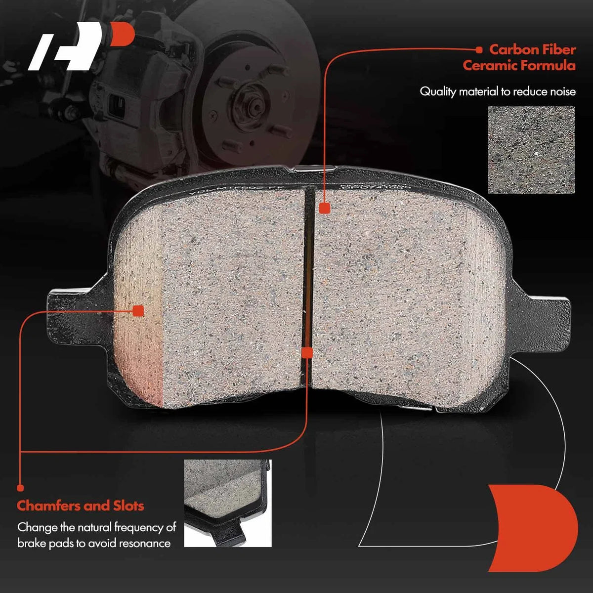 Set of 4 Front Ceramic Brake Pads for Toyota Corolla, Chevy Prizm (1998–2002)