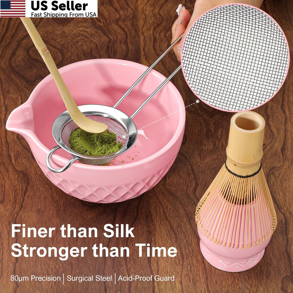 7-Piece Matcha Whisk Set for Doasuwish (One Size) - Cherry Blossom Pink